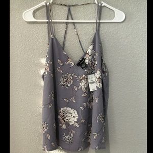 Juniors Strappy Floral Crop Blouse Size Large